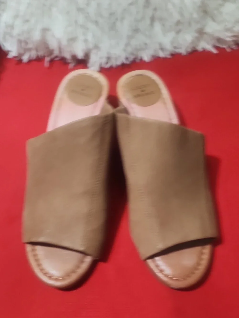 Lucky Brand Malenka Brown Open-Toe Wedge Slides
